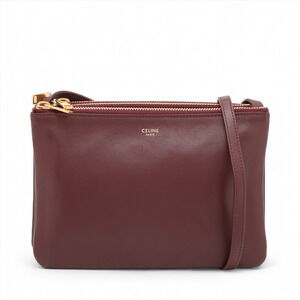 Celine Trio Leather Shoulder Bag Bordeaux